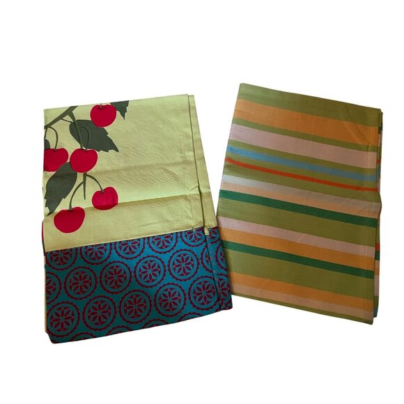 Tag Dish Kitchen Towels Set of 3 100% Cotton Jardin Cherries + Ariel Striped New - Picture 4 of 7